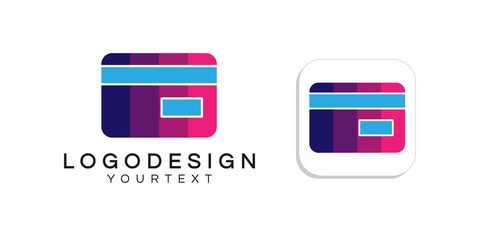 credit card logo design. icon app smartphone color full