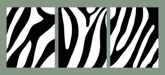 zebra stripes abstract nordic print set minimalist shapes black and white monochrome art