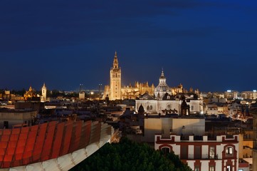 Seville night rooftop view