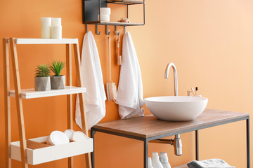 Interior of modern clean bathroom
