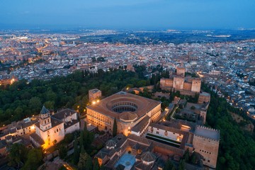 Fototapeta na wymiar Granada Alhambra aerial view at night