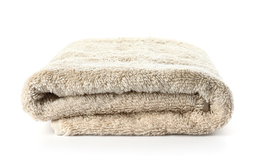 Fototapeta na wymiar Soft clean towel on white background