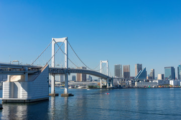 Fototapeta na wymiar レインボーブリッジと東京ベイエリアの風景