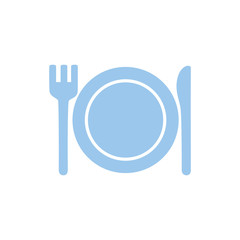 Isolated kitchen plate and cutlery vector design