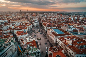 Fototapeta na wymiar Madrid Puerta del Sol aerial view