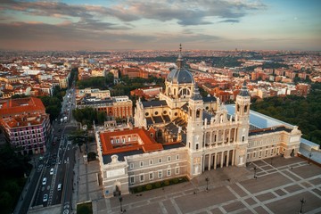 Fototapeta na wymiar Madrid Almudena Cathedral aerial view