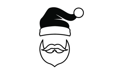 Black isolated Santa hat vector icon illustration