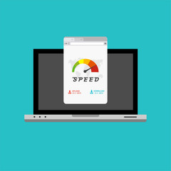 laptop acceleration icon . Website speed loading time. Vector stock illustration.