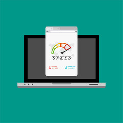 laptop acceleration icon . Website speed loading time. Vector stock illustration.