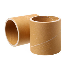 Brown paper roll on white background