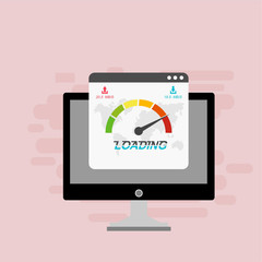 Website speed loading time. laptop acceleration icon . Vector stock illustration.