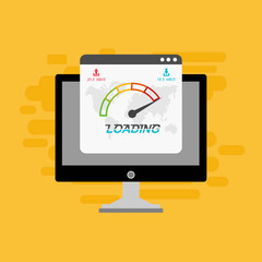 Website speed loading time. laptop acceleration icon . Vector stock illustration.