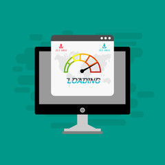 Website speed loading time. laptop acceleration icon . Vector stock illustration.