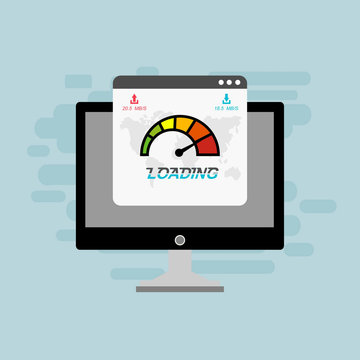 Website speed loading time. laptop acceleration icon . Vector stock illustration.