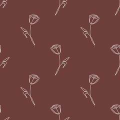Vector seamless floral pattern with rose. Simple design for wrapping, wallpaper, textile
