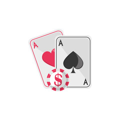 Isolated casino cards flat design