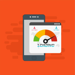 Fototapeta premium smartphone and internet speed icon. Flat design and technology concept. Vector illustration for web banner, business presentation, advertising material