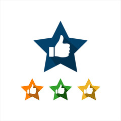 thumbs up star vector sign logo. symbol of good rating evaluation success and quality