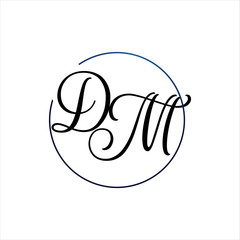 luxury curved initial D M Letter logo design vector graphic concept