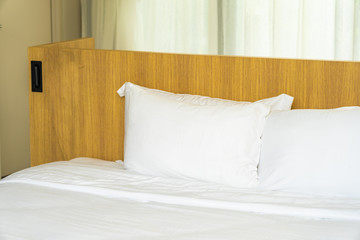 White pillow on bed decoration interior