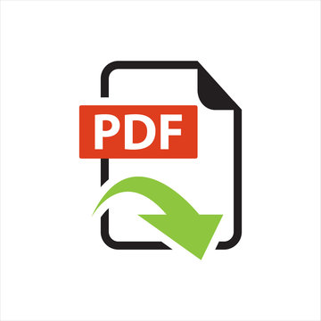 flat sign of pdf download icon button isolated on white background