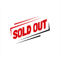 red sold out stamp vector icon sale vintage badge template isolated