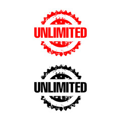 letter of unlimited red rubber stamp vector design isolated