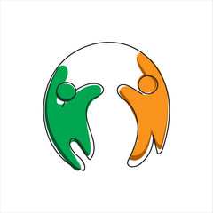 abstract 2 two happy people logo template vector design for community charity unity sign or symbol