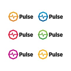 Pulse logo template abstract medical