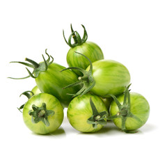 Green tomatoes on white background