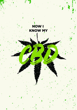 cannabis leaf with text cbd print vector illustration design