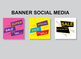 Set media banners with discount offer. Shopping background, label for business promotion. Can be used for website and mobile website banners, web design, posters, email and newsletter designs