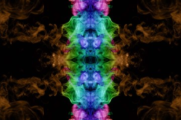 Abstract smoke isolated on black background,Rainbow powder