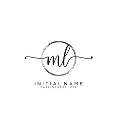 ML Initial handwriting logo with circle template vector.