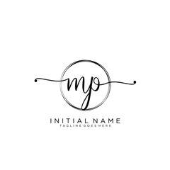 MP Initial handwriting logo with circle template vector.