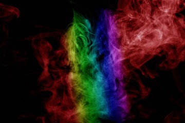 Abstract smoke isolated on black background,Rainbow powder