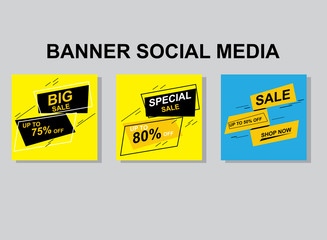 Set media banners with discount offer. Shopping background, label for business promotion. Can be used for website and mobile website banners, web design, posters, email and newsletter designs