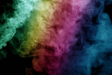 Abstract smoke isolated on black background,Rainbow powder