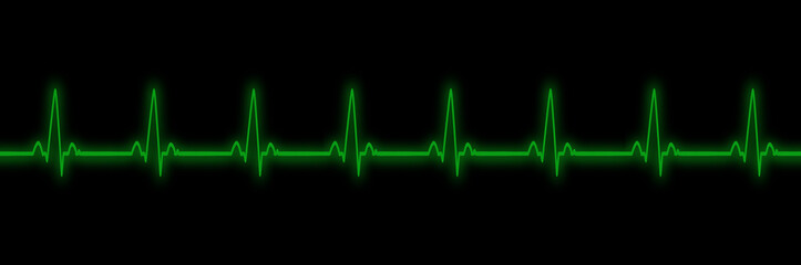 Cardiogram oscilloscope blue color with black background