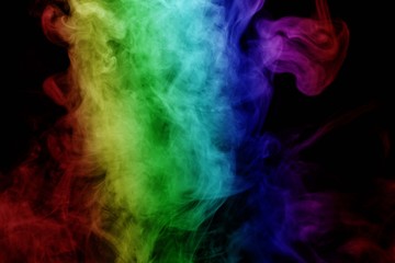 Abstract smoke isolated on black background,Rainbow powder