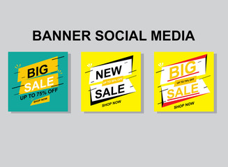 Set media banners with discount offer. Shopping background, label for business promotion. Can be used for website and mobile website banners, web design, posters, email and newsletter designs