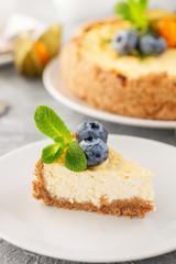 Homemade cheesecake with  blueberries