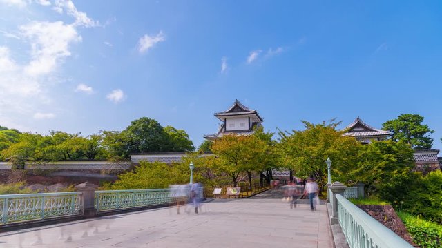 Time-lapse 4K Kanazawa Castle skyline in Ishikawa ,Japan