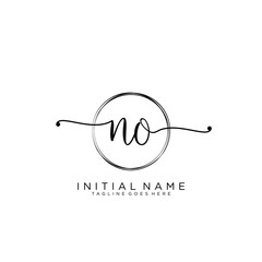NO Initial handwriting logo with circle template vector.