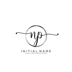 NP Initial handwriting logo with circle template vector.