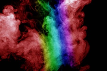 Fototapeta na wymiar Abstract smoke isolated on black background,Rainbow powder
