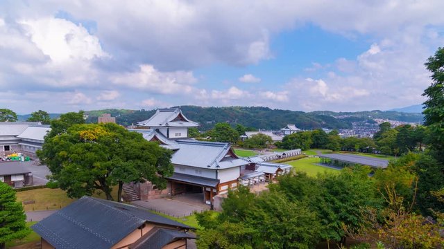 Time-lapse 4K Kanazawa Castle skyline in Ishikawa ,Japan