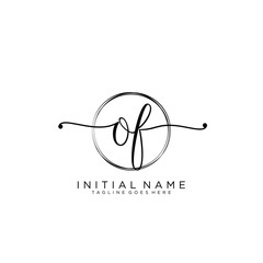 OF Initial handwriting logo with circle template vector.