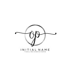 OP Initial handwriting logo with circle template vector.