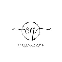 OQ Initial handwriting logo with circle template vector.